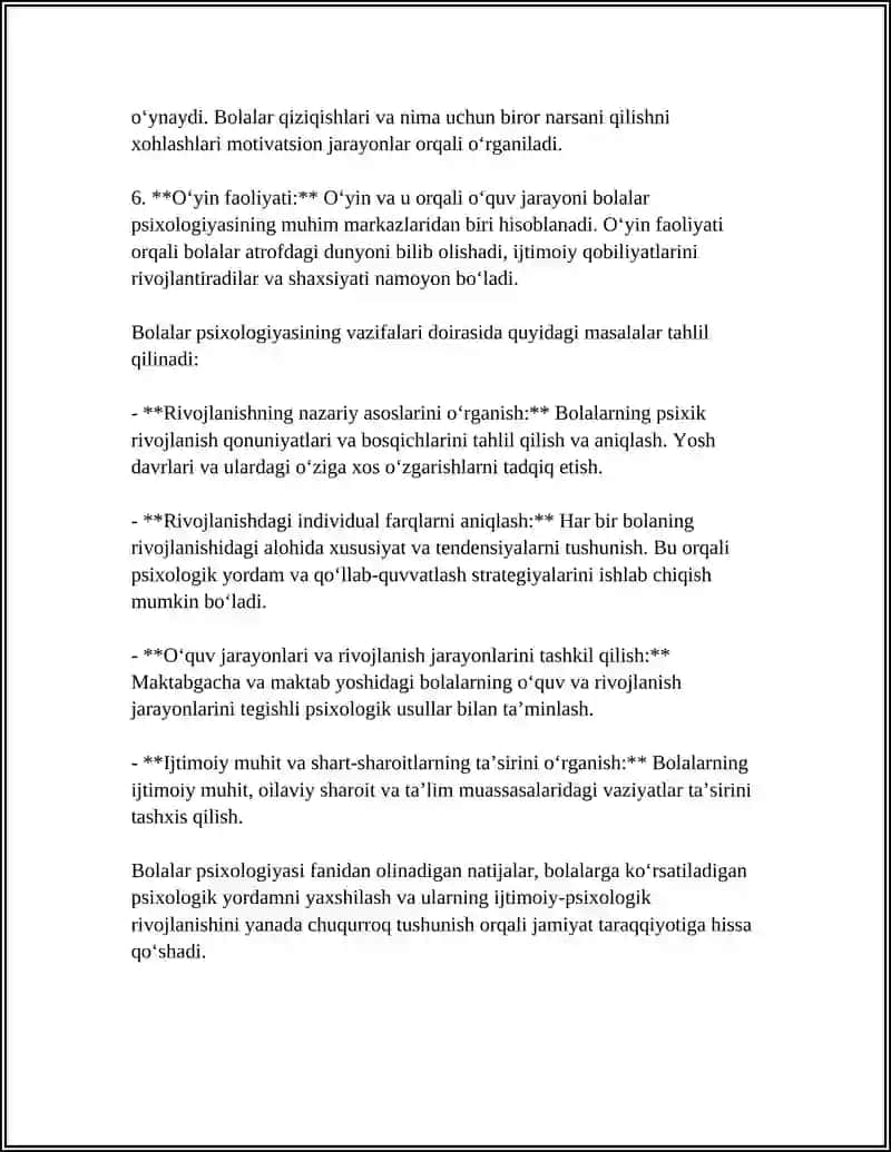 BOLALAR PSIXOLOGIYASINING PREDMETI VAZIFALARI VA USULLARI 4
