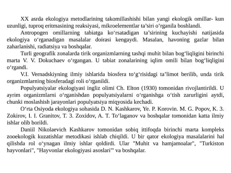 Ekologiya fanining bo‘limlari 4