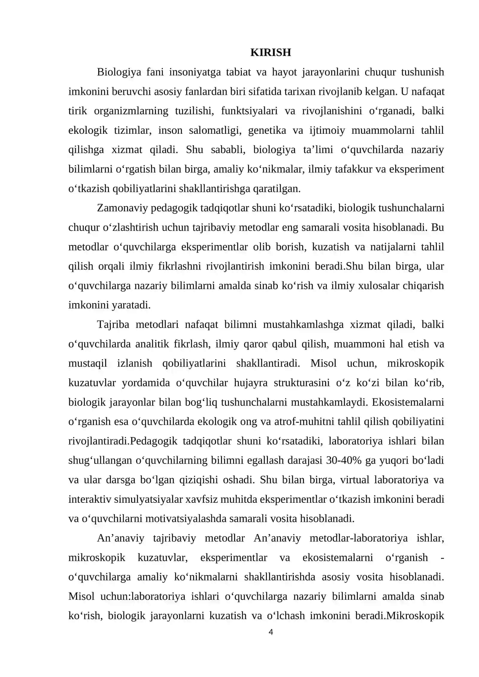 BIOLOGIYA TA’LIMIDA TAJRIBAVIY METODLARNI QO’LLASH 4