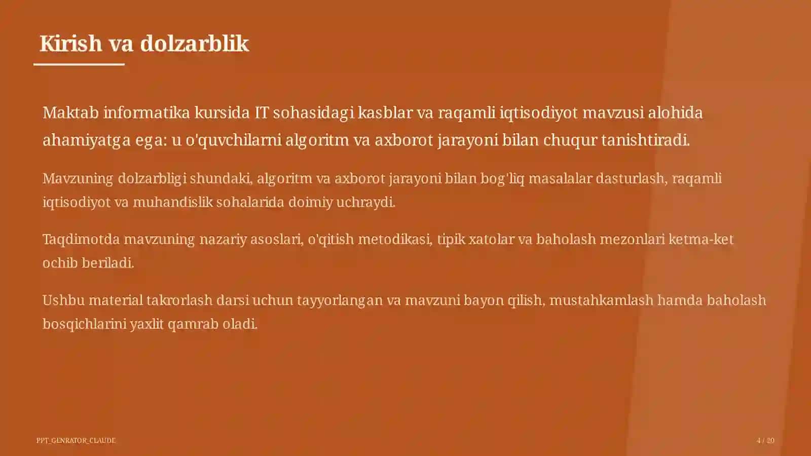 Informatika va axborot texnologiyalari (5–11) — takrorlash darsi uchun 4