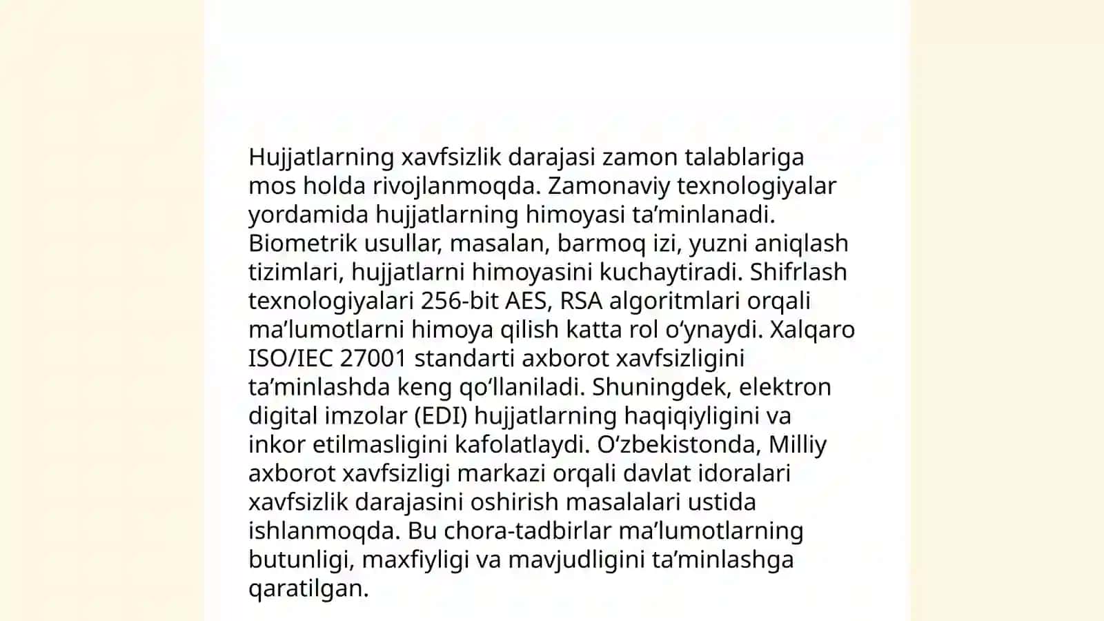 Hujjatlarni tasniflanishining me'yor talablari haqida malumot 4