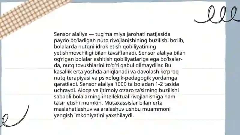 Motor alaliya va sendor alaliya mavzusida metodlar.slayd 4