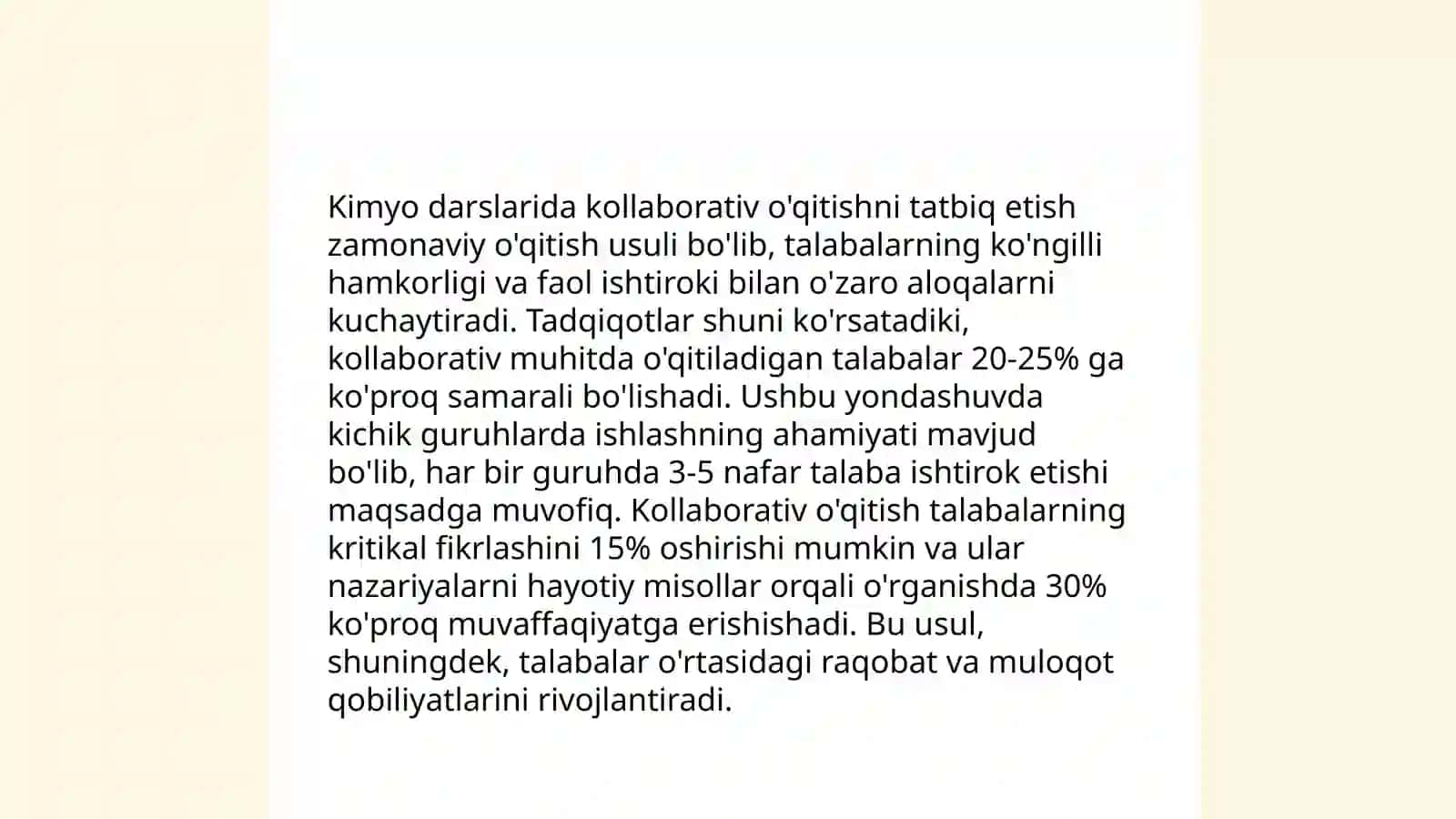 Kimyo fanini o'qitishda interfaol metodlardan foydalanish 4