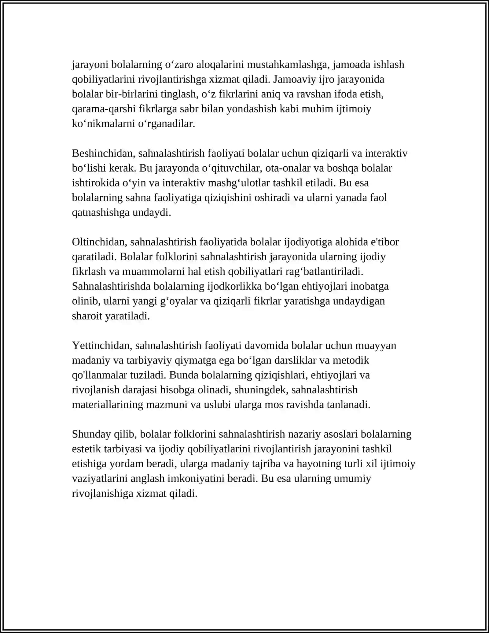 MAVZU BOLALAR FOLKLORINI SAHNALASHTIRISHNING METODIK ASOSLARI 4