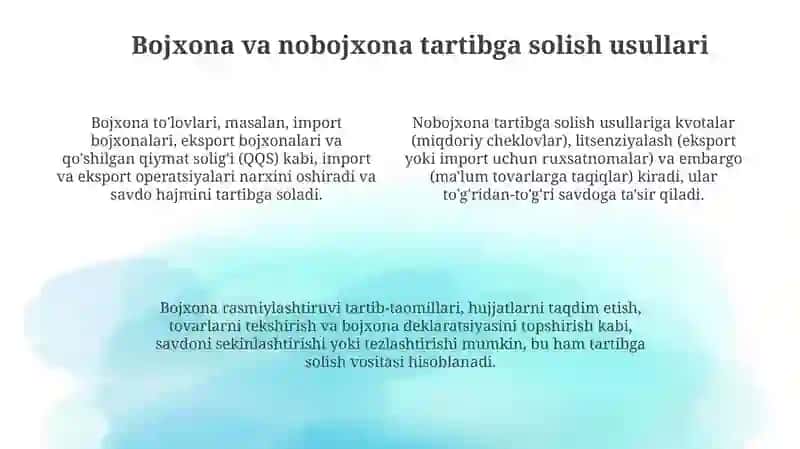 Tashqi savdoni davlat tomonidan tartibga solishning asosiy tamoyillari 4