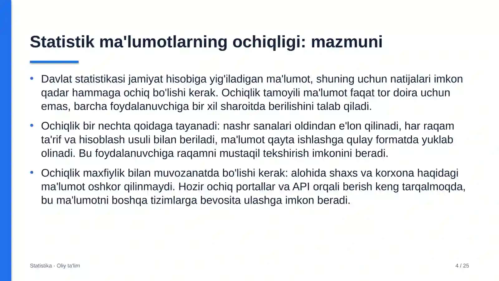 Dezinfeksiya xizmatlarida statistik ma'lumotlarning ochiqligi 4