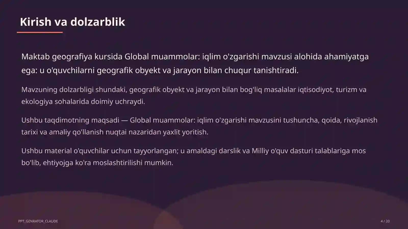 Global muammolar: iqlim o'zgarishi (11-sinf) 4