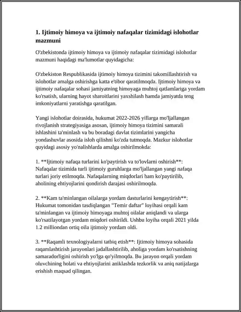 O'ZBEKISTONDA IJTIMOIY SOHADA AMALGA OSHIRILAYOTGAN OZGARISHLAR MAZMUN MOHIYATI 4