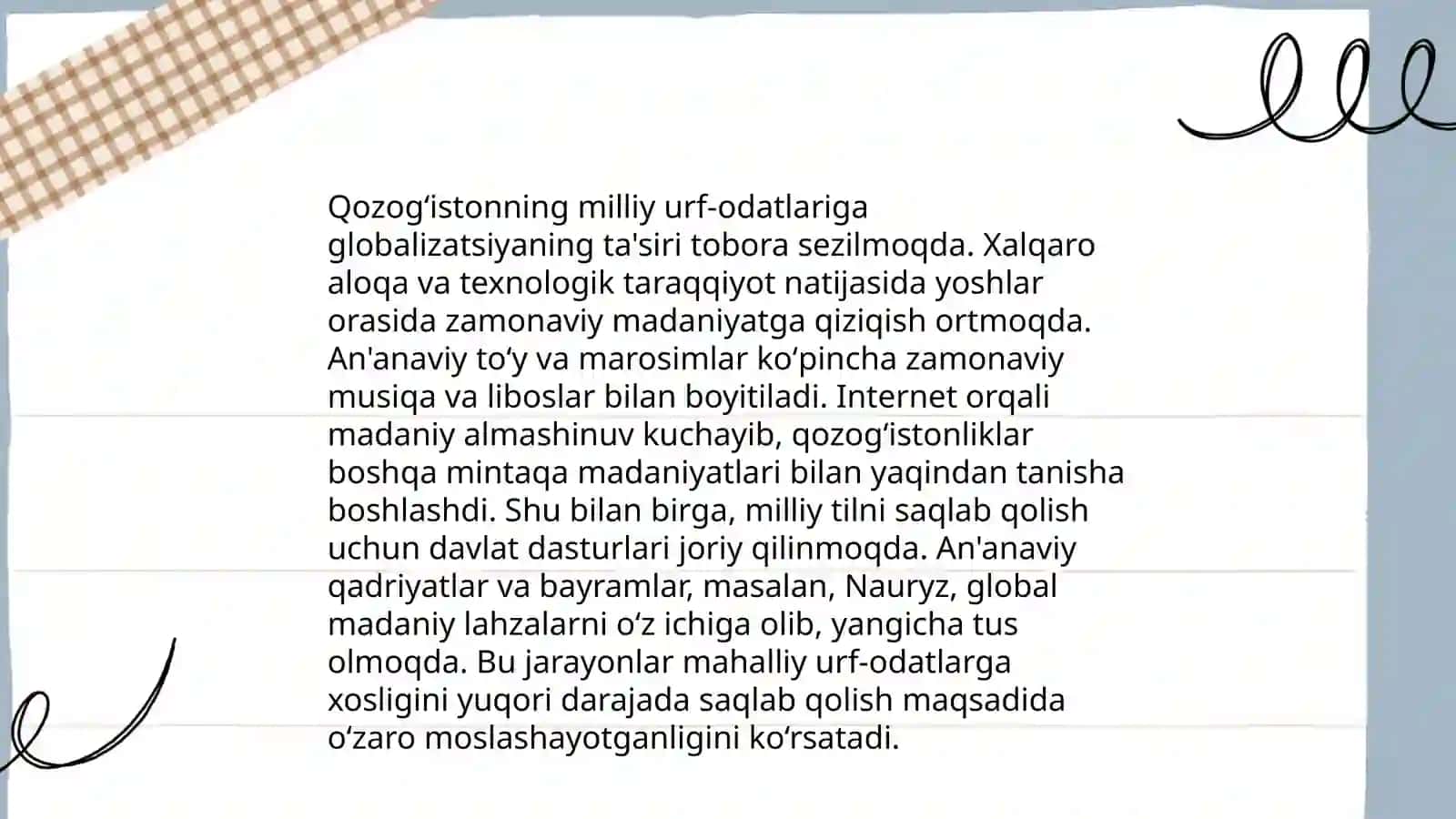 Ma'naviy madaniyatdagi transformatsiyalar (xalqlarning urf-odatlari va marosimlarda roʻy bergan oʻzgarishlar) Oʻzbeklar va qozoqlar 4
