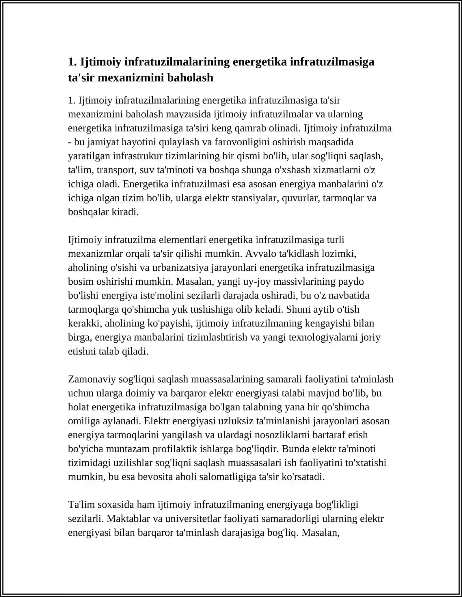 IJTIMOIY INFRATUZILMALAMING BOSHQA INFRATUZILMALARGA TA’SIR MEXANIZMINI BAHOLASH 4