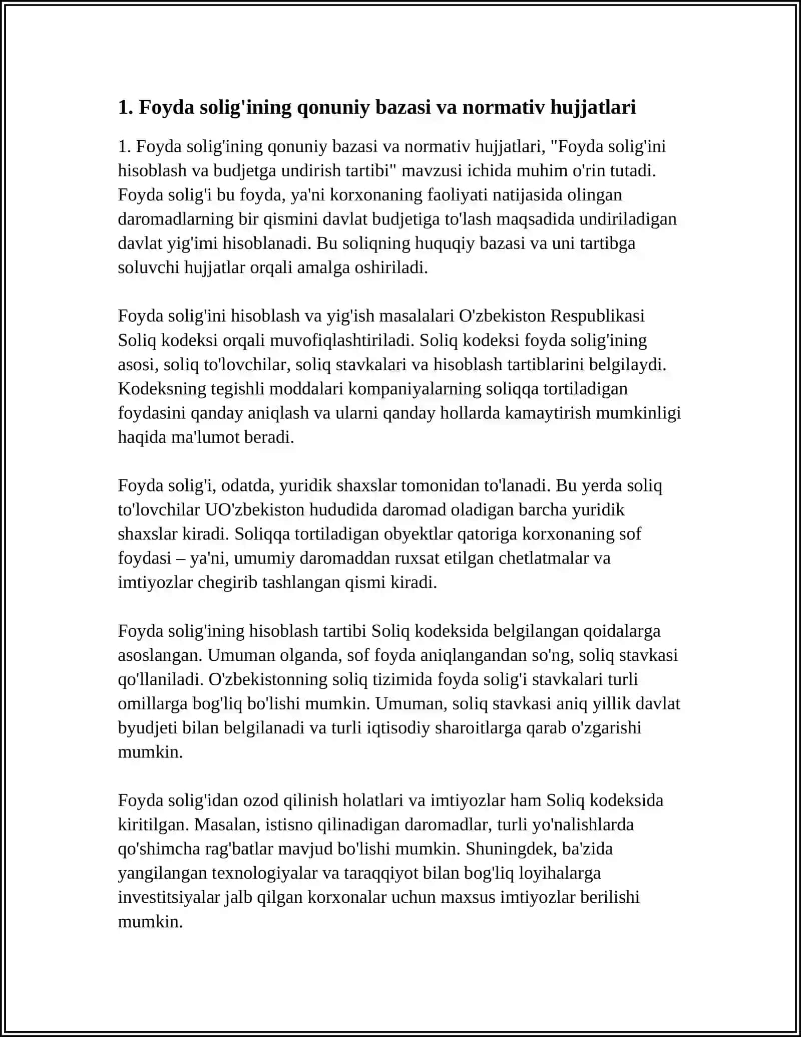 Foyda solig'ini hisoblash va budjetga undirish tartibi 4