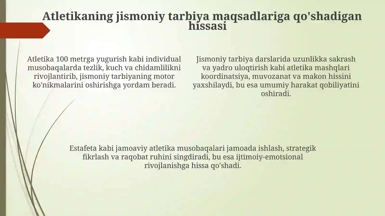Atletikaning jismoniy tarbiyadagi afzalliklari 4