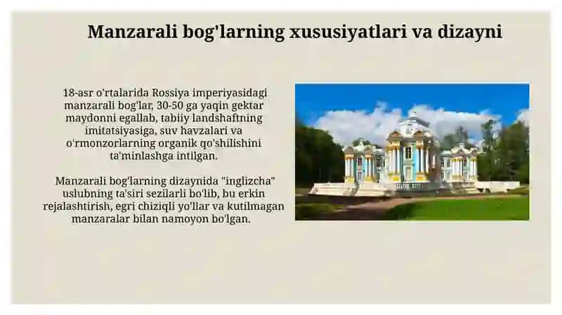 Muntazam va manzarali bog'larning me'morchiligi 4