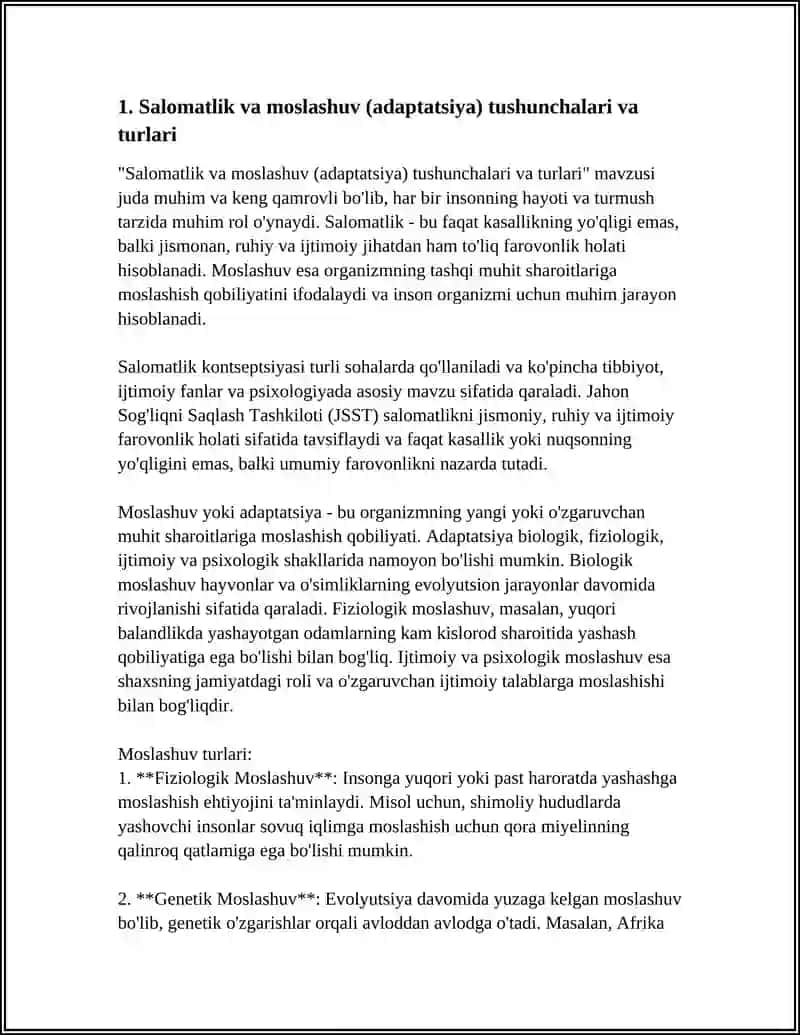 SALOMATLIK,MOSLASHUV, KASALLIK (NOZOLOGIYA),ETALOGIYA,PATAGENEZ,SINDROM,SIMPTOM,SEMIOTIKA TUSHUNCHASI. DIAGNOSTIKA 3 JARAYONINING QOIDALARI. TEKSHIRISHNING VA QO'SHIMCHA USULLARI. TOSH KASALLIKLARINING TIBBIY KARTASI. TOSH BEMORINING TABIIY TARIXI VA AMBULATORIYA KARTASINI TO'LDIRISH QOIDALARI 4