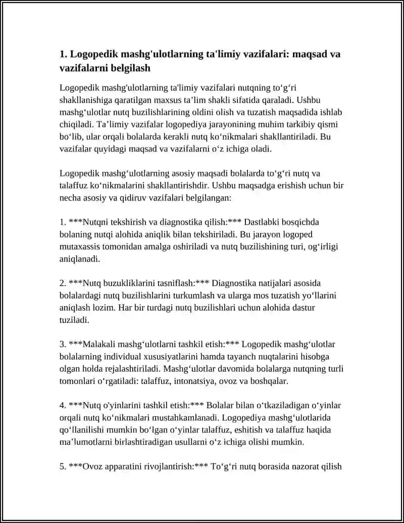 LOGOPEDIK MASHG'ULOTLARDA TA'LIMIY, TARBIYAVIY VA RIVOJLANTIRIVCHI VAZIFALAR 4