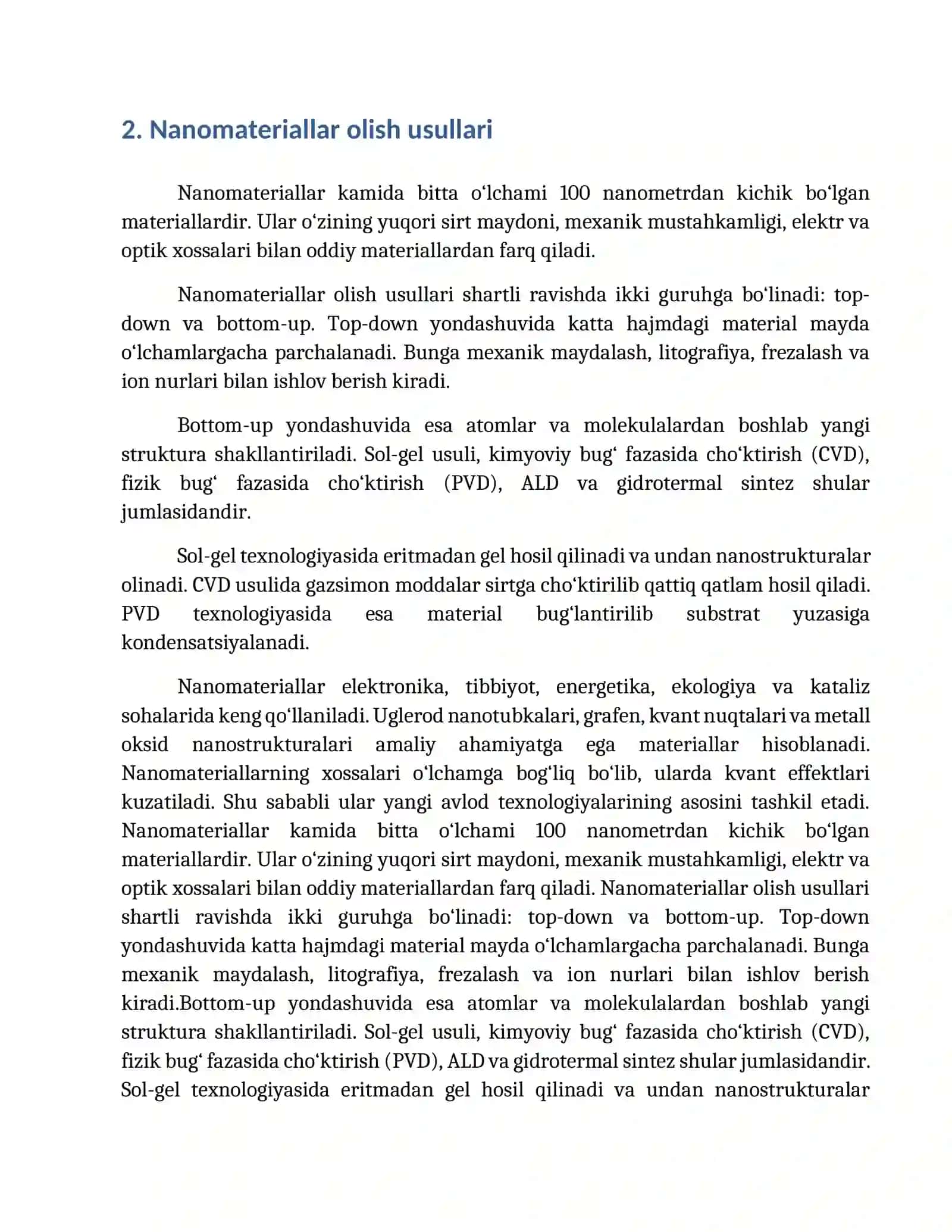 Atom qatlamlab o‘stirish (ALD) texnologiyasi, nanomateriallar olish usullari va titanning mikro-g‘ovvakli kremniyda hosil qilinishi 4