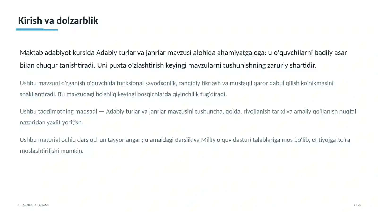 Adabiy turlar va janrlar (10-sinf) 4