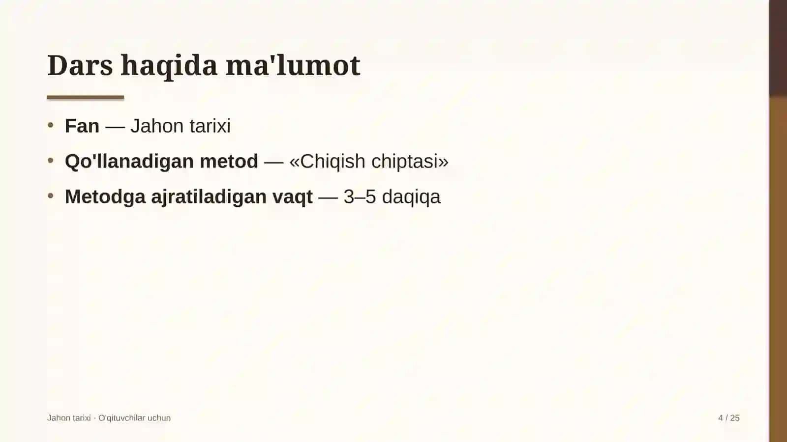 jahon tarixi darslarida chiqish chiptasi metodidan foydalanish 3731 4