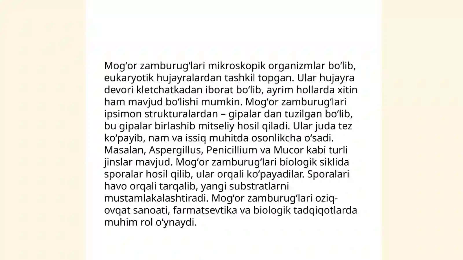 Mogʻor zamburugʻlari.Achitqilar. Ultramikroblarning tuzilishi va xususiyatlari 4