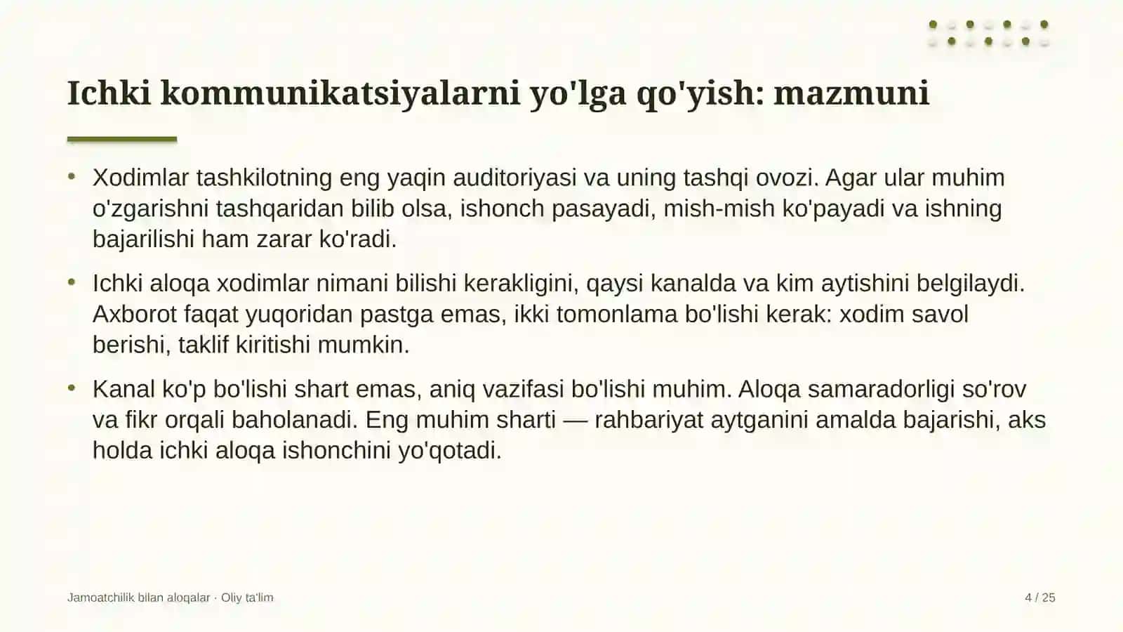 Davlat Fuqarolik Xizmatida Ichki Kommunikatsiyalarni Yo'lga Qo'yish 4