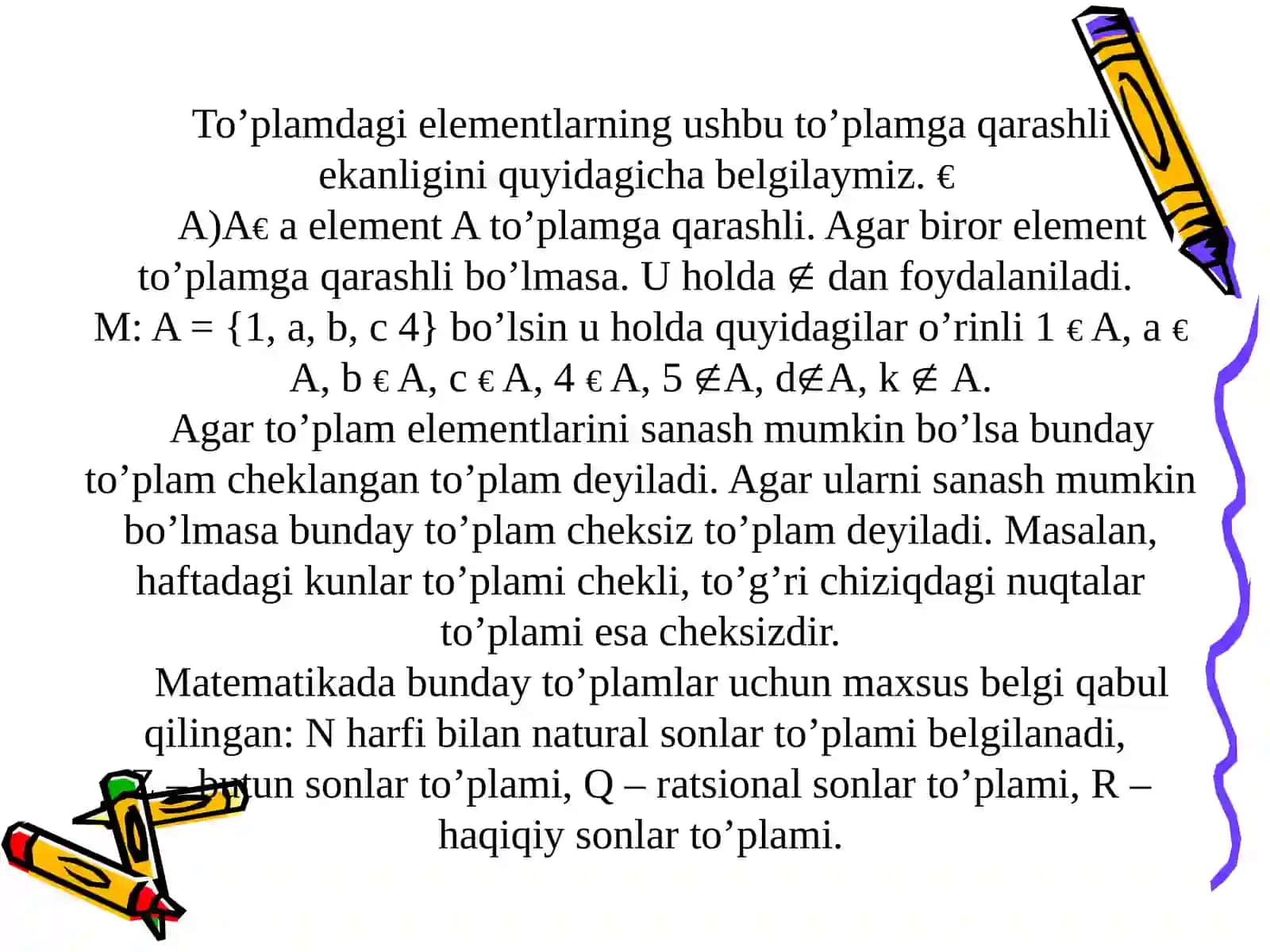 Matematika fanidan ta'lim 4