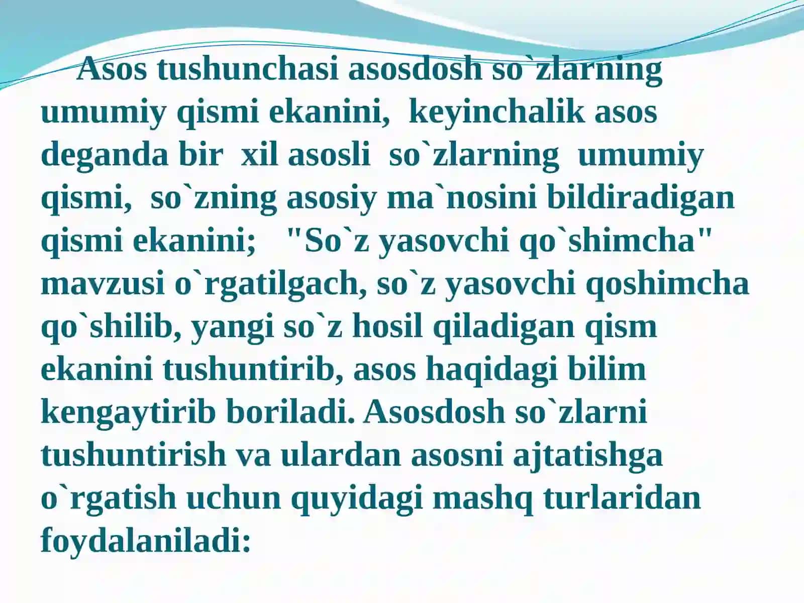 Boshlang‘ich sinflarda so‘zning morfemik tarkibini o‘rganish metodikasiga oid mavzularni o‘rganishva tahlil qilish 4