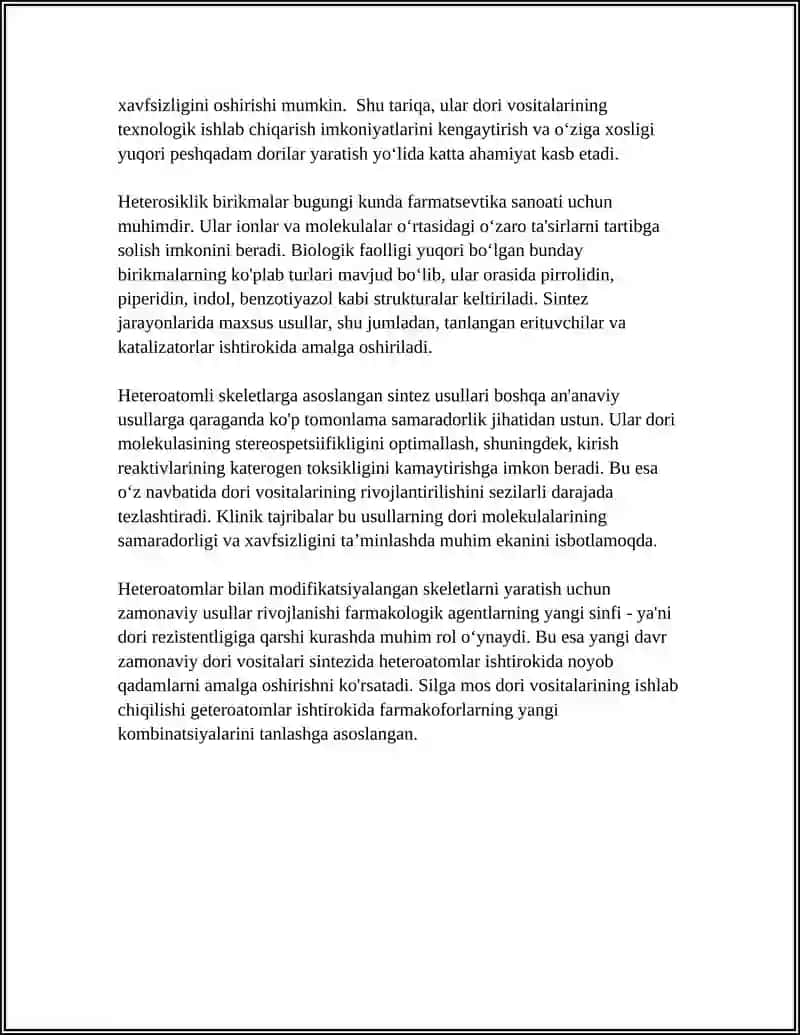 GETERO- VA POLIFUNKTSIONAL BIRIKMALAR ASOSIDA ISHLAB CHIQARILADIGAN ZAMONAVIY DORI VOSITALARI 4