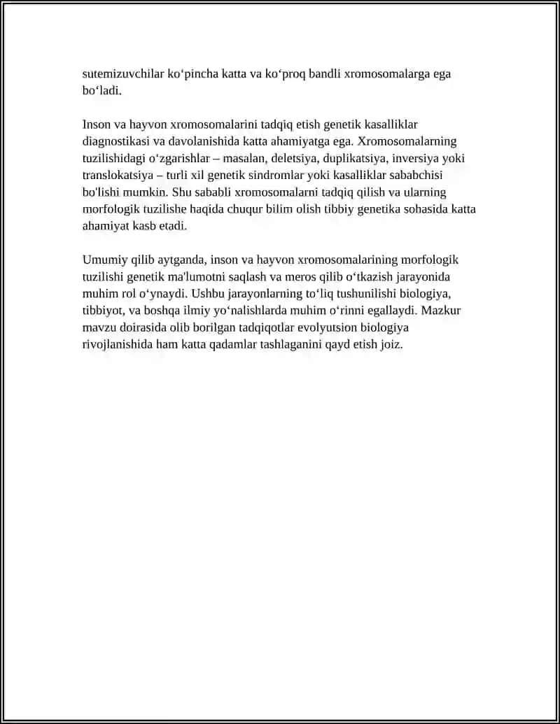 ODAM VA HAYVON XROMOSOMALARINING MORFOFUNKSIONAL XARAKTERISTIKASI 4