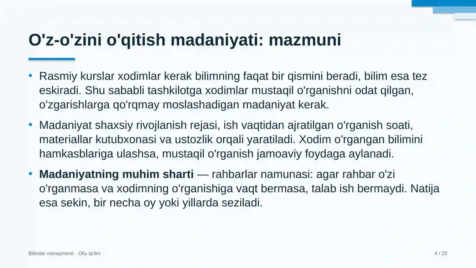 Yo'l harakati xavfsizligi xizmatida o'z-o'zini o'qitish madaniyatini rivojlantirish 4