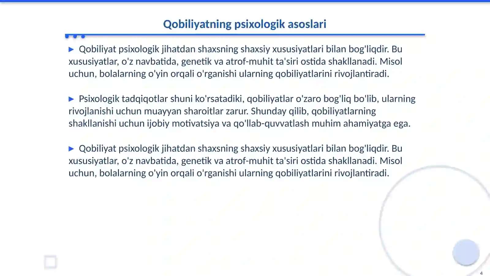 Qobiliyat va pedagogik qobiliyat haqida tushuncha 4