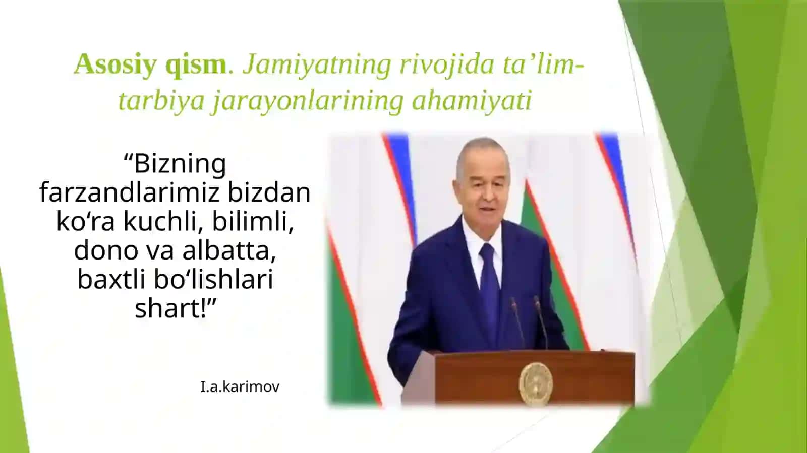 O‘zbekiston Respublikasi Prezidenti Sh.M.Mirziyoyevning nutqlatida ta’lim-tarbiya masalalari 4