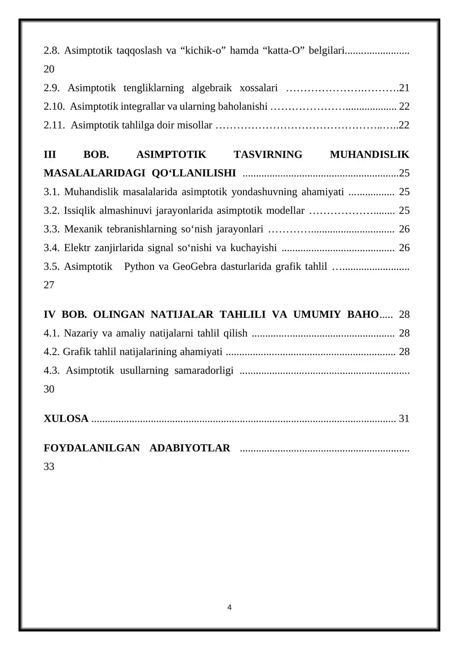 Polinomial va ko’rsatkichli funksiyalarning superpozitsiyasi uchun asimptotik tasvir va uning muhandislik masalalaridagi qo’llanilishi 4