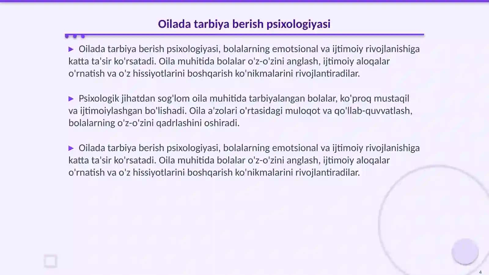 Oilada tarbiya berish psixologiyasi 4