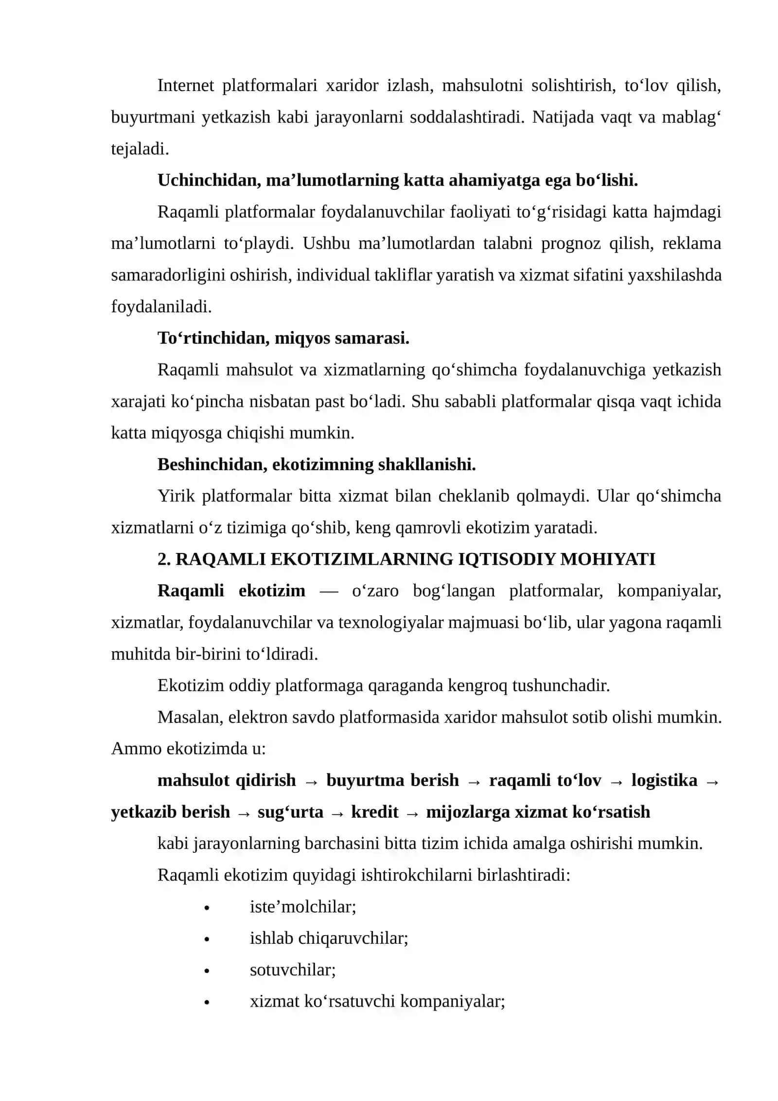 RAQAMLI PLATFORMALAR VA EKOTIZIMLAR IQTISODIYOTI 4