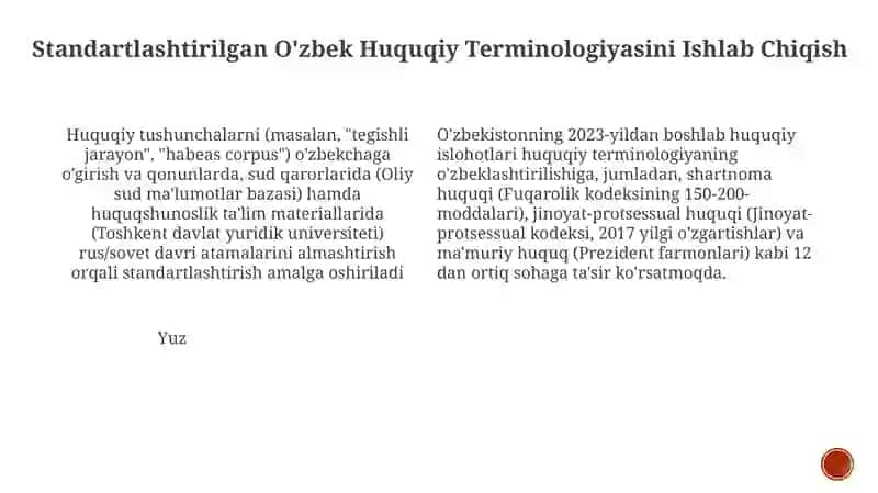 Huquqiy tilning O'zbekchalashtirishga qaratilgan islohotlar 4