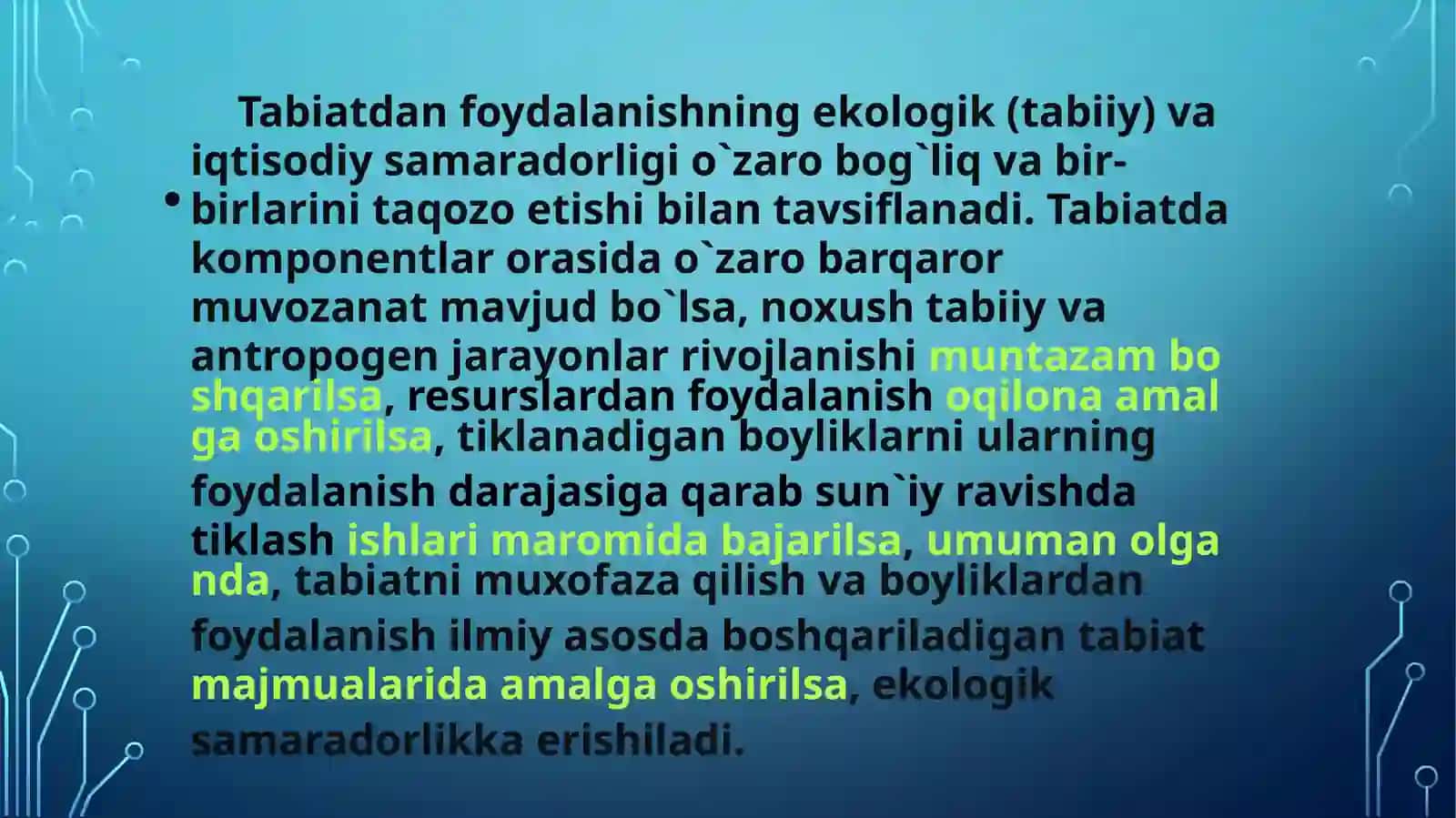 Tabiatdan foydalanishning ekologikva iqtisodiy samaradorligi 4
