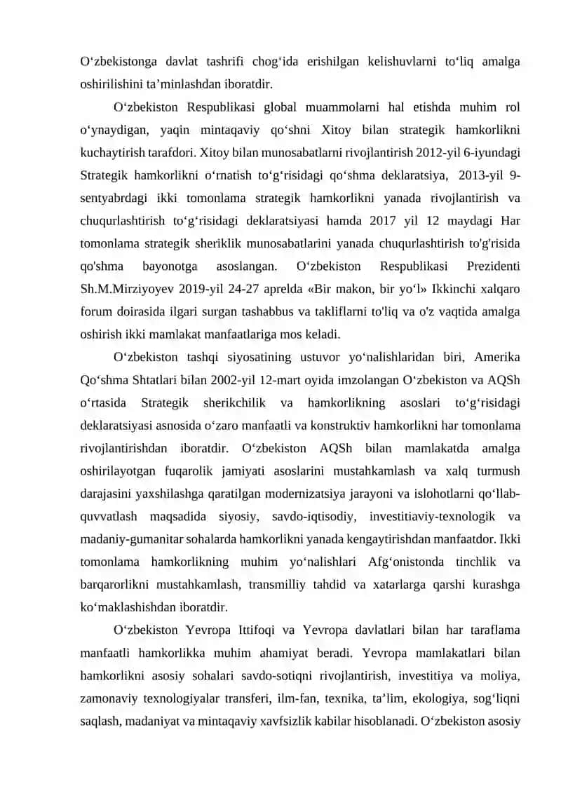 Oʻzbekiston RESPUBLIKASINING XALQARO VA MINTAQAVIY TASHKILOTLARDA ISHTIROKI 4