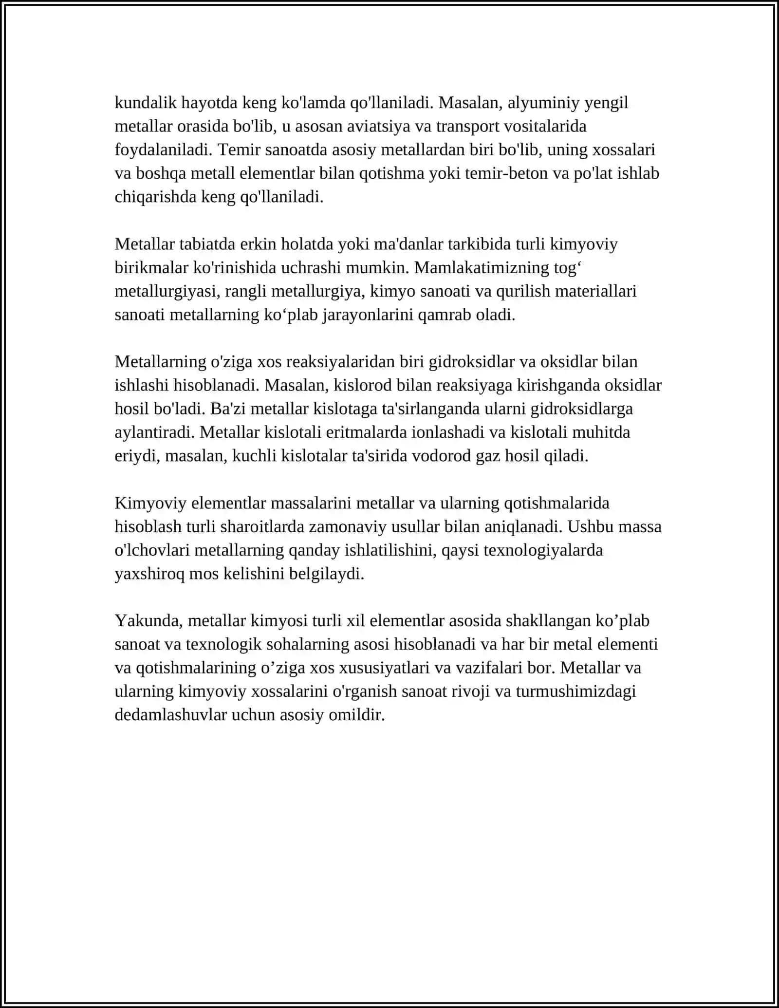 METALLARNING XOSALARI 4