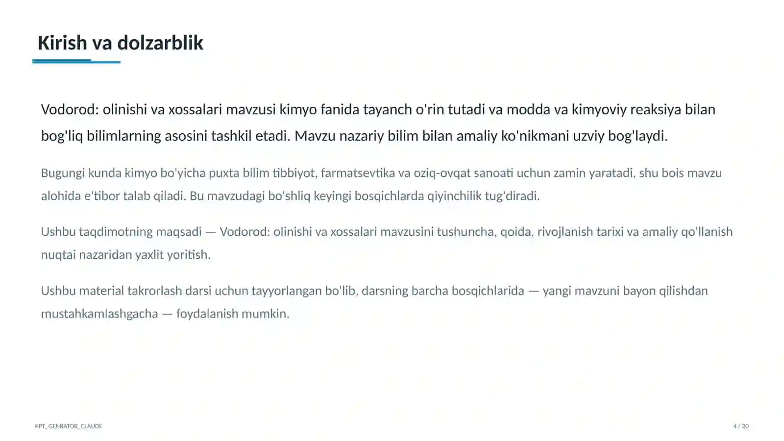 Vodorod: olinishi va xossalari (7-sinf) 4