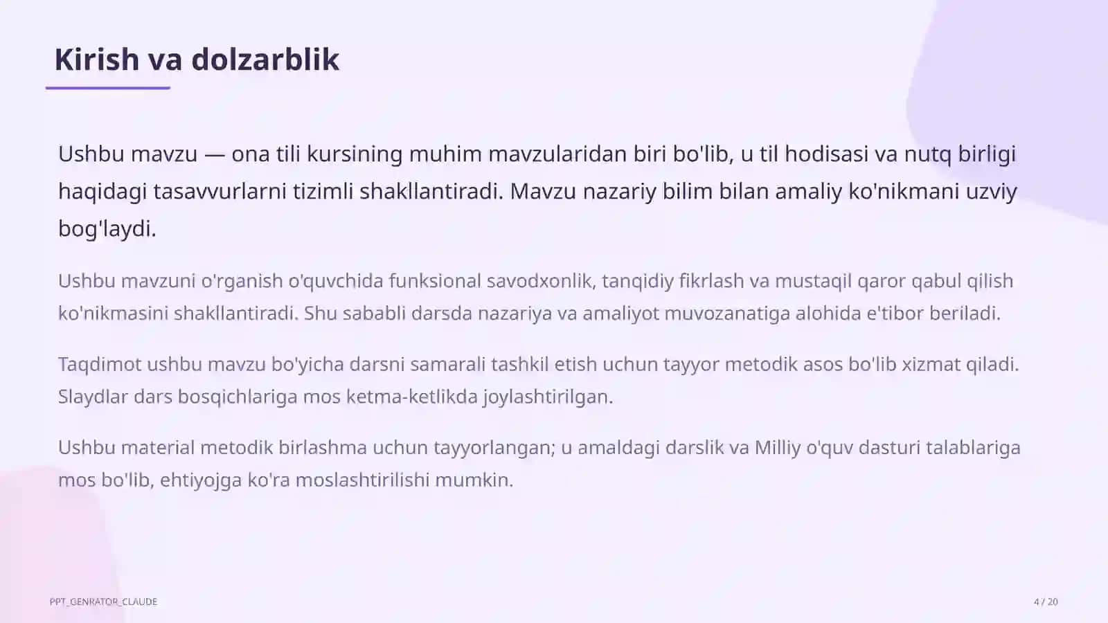Fe'lning vazifadosh shakllari: ravishdosh va sifatdosh (7-sinf) 4