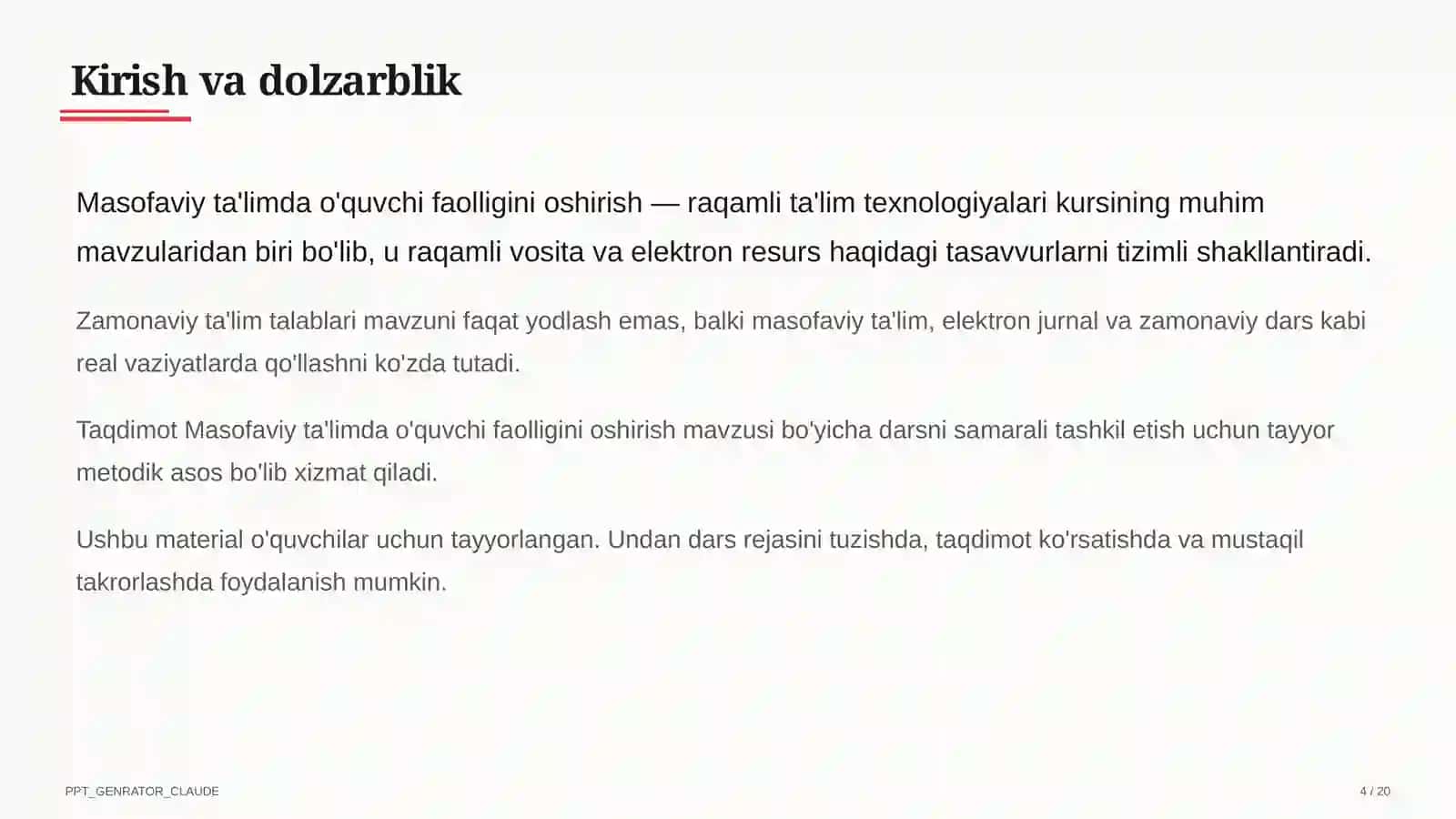 Dars rejasi 4