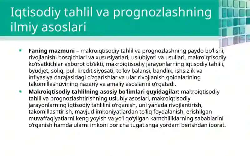 Iqtisodiy tahlil va prognozlashning ilmiy asoslari 4