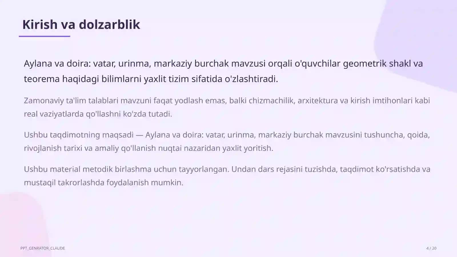 Geometriya (7–11) — metodik birlashma uchun 4