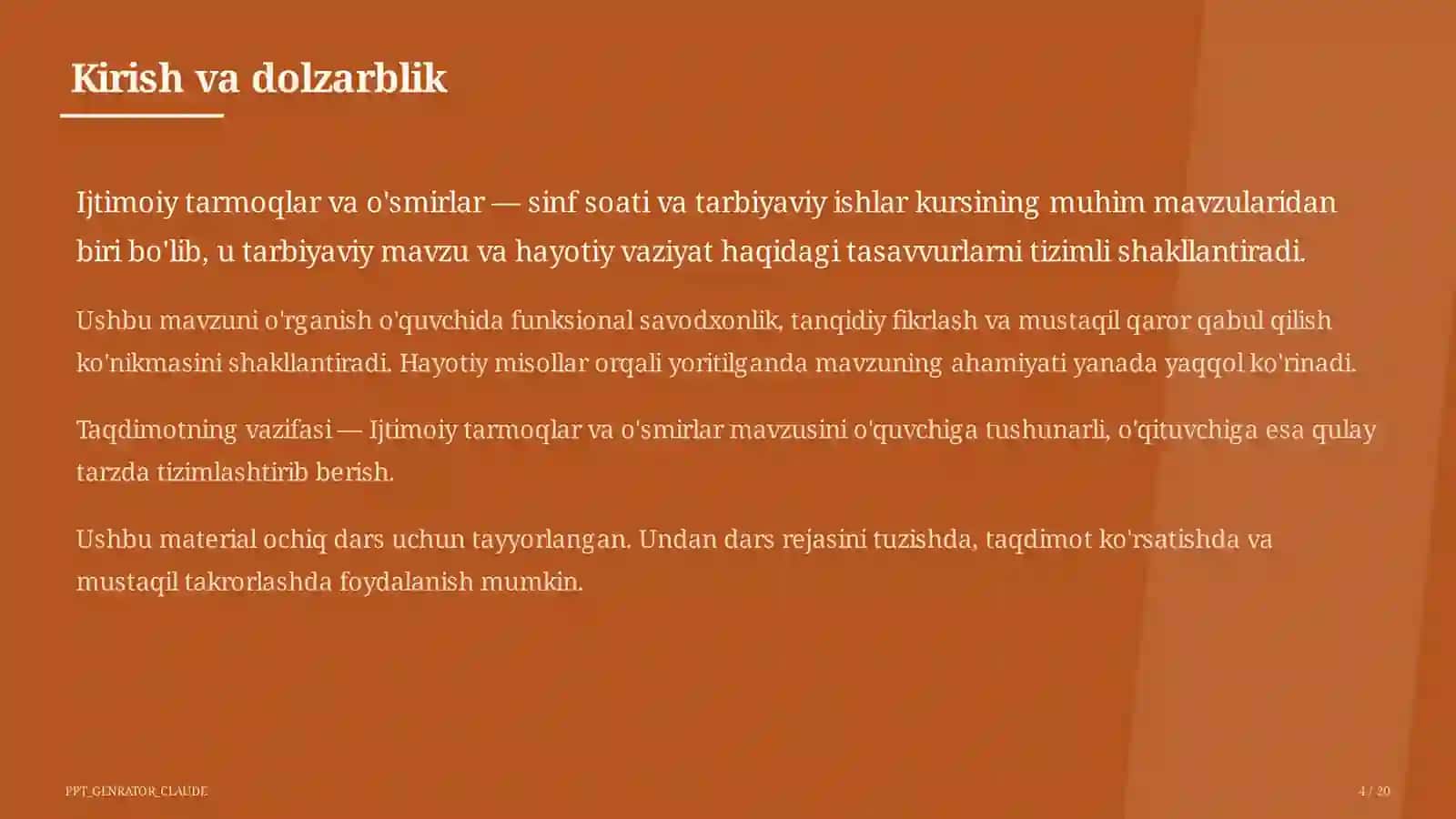 Sinf soati va tarbiyaviy tadbirlar 4