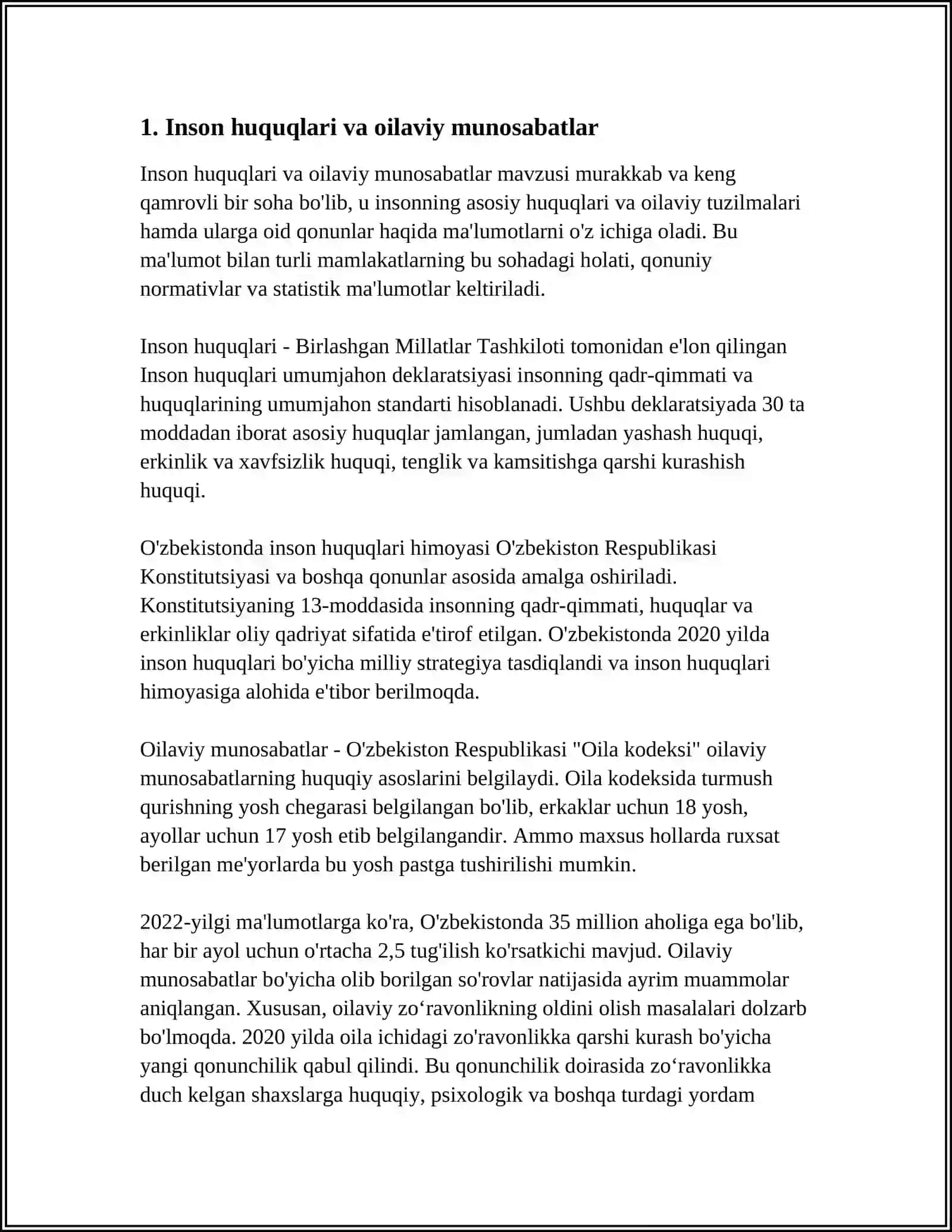INSON HUQUQLARI OILA NIKOH TALOQ IDDA ZIHOR TUSHUNCHALARI 4