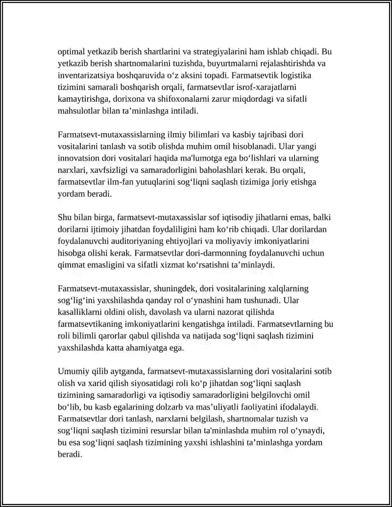 FARMATSEVT-MUTAXASSISNING DORI TA’MINOTI TIZIMIDAGI ROLI 4