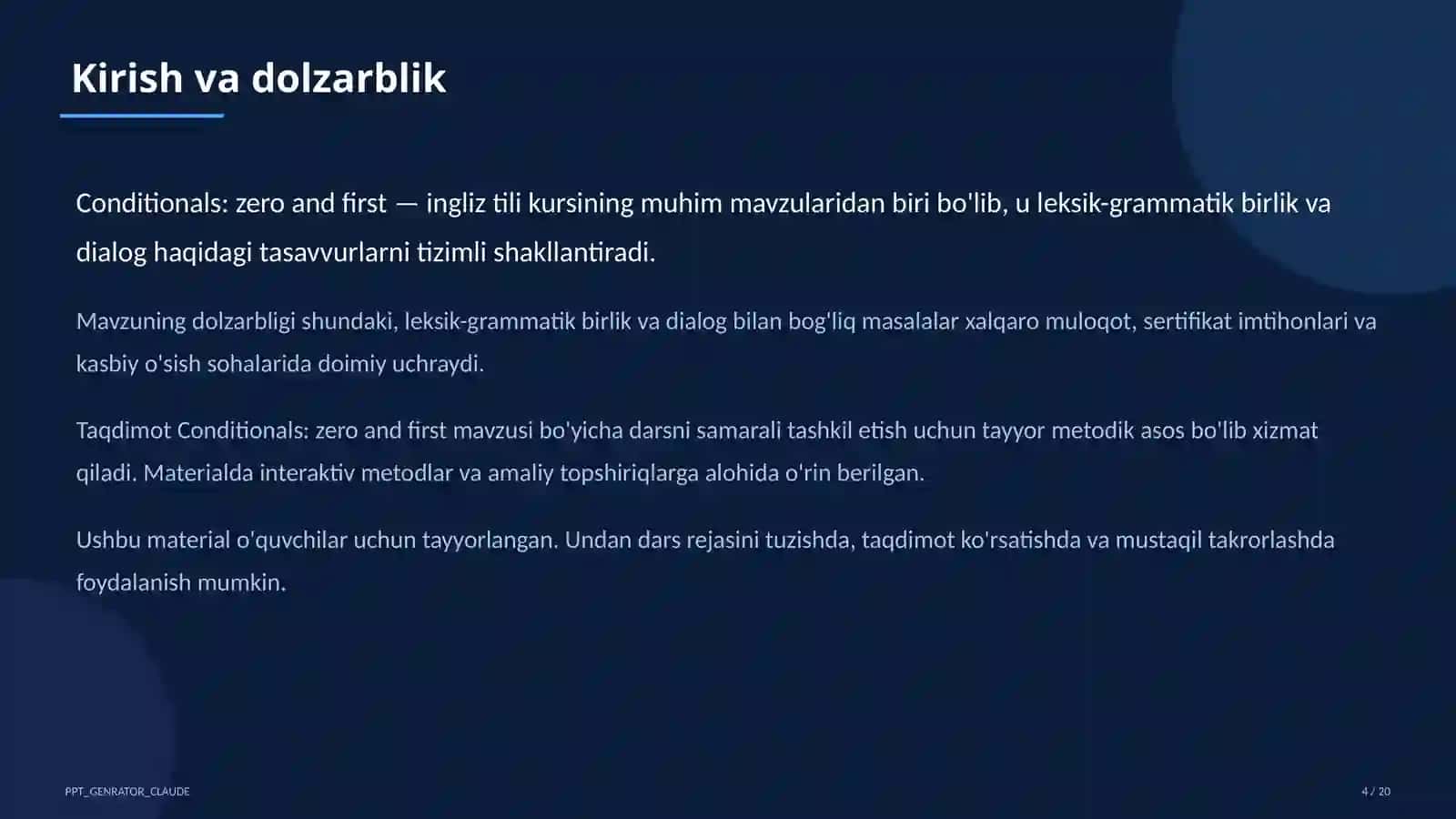 Conditionals: zero and first (8-sinf) 4