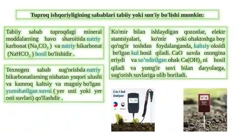 Tuproqdagi ishqoriy va ishqoriy yer metallarining birikmalari 4