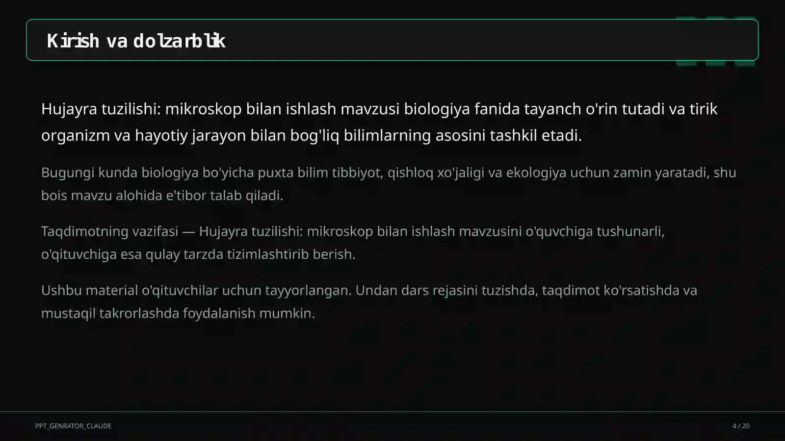 Mikroskop bilan ishlash 4
