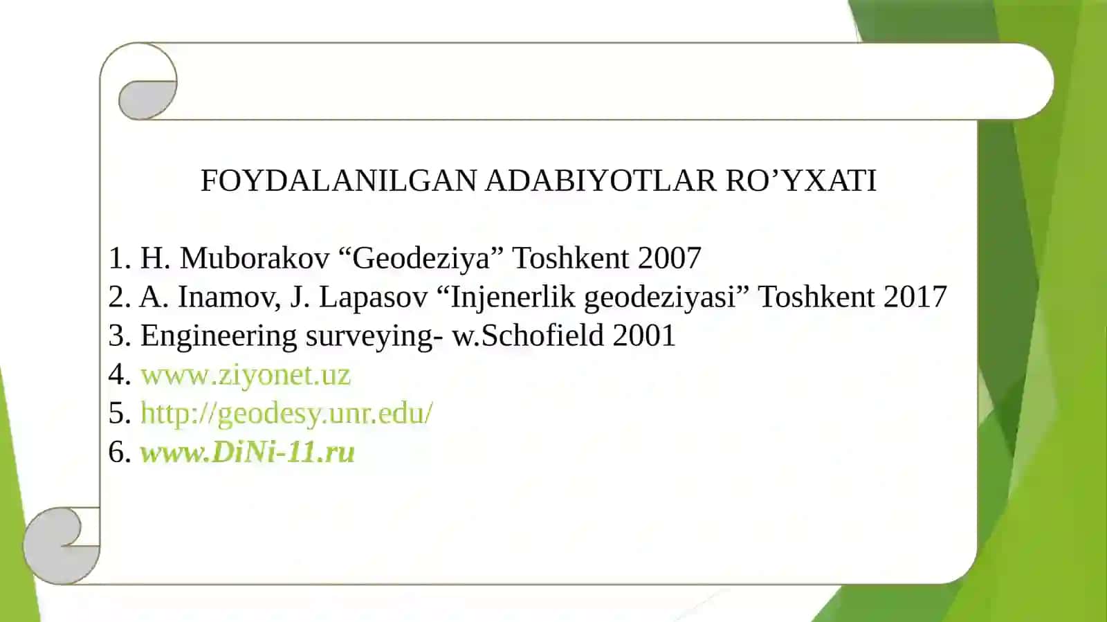Geodeziya fanidantayorlangan taqdimot 4